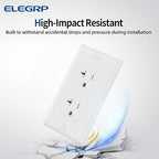 ELEGRP Glossy White Decorator Electrical Wall Outlet Receptacle, 20A 125V Standard Outlets, 2 Pole 3 Wire, Non-Tamper Resistant, NEMA 5-20R, Self-Grounding, Wall Plate Included, UL Listed, 20 Pack