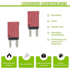 10A DC 12V-14V Auto Reset Circuit Breaker ATM Low Profile T1 Mini Blade Fuses Breakers for Car Trucks Marine Boat RV Solar and More,2 Pack