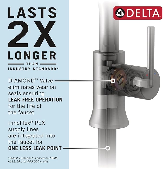 Delta Essa Pro Style Commercial Kitchen Faucet with Pull Down Sprayer, Oil Rubbed Bronze Single Hole Kitchen Sink Faucet, Single Handle, Venetian Bronze 9613-RB-DST