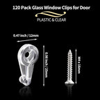120 Pack Glass Window Retainer Clips - Clear Door Holder Cabinet Panel Bracket Screen Fixing Kit - Mirror Hanging Hardware for Vanity and Window Screen