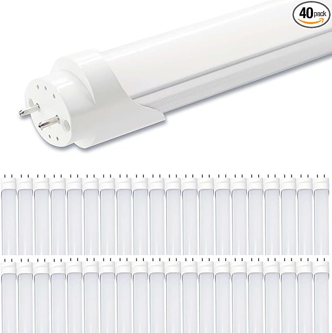 Aolyty T8 LED Tube Light, 9W Shop Light 6500K Super Bright Dual End Powered No Ballast Bypass Light fixtures 2ft 24" for Warehouse, Garage, Office, Home - 40 Pack