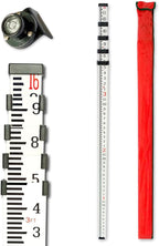 Grade Rod，16-Foot Aluminum Grade Rod - 10ths，Grade Stick,Grade Stick for Laser Level，Survey Rod，Grade Rods，Survey Pole，With Bubble Level, 5-Stage Telescopic，Double-Sided Scale Telescopic Leveling Rod