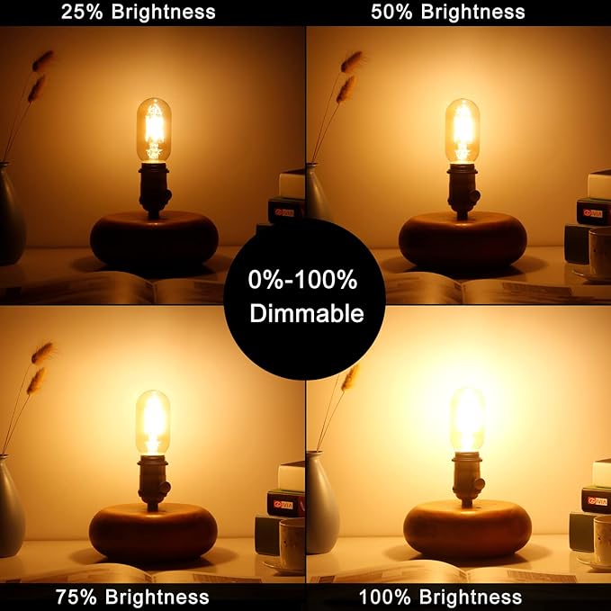 LiteHistory E26 LED Bulb 6W Equivalent E26 Bulb 60 watt Warm White 2200K Amber E26 Edison Bulb dimmable AC120V 400lm Tubular T14 T45 LED Bulb for Pendant, Sputnik,Vanity,Wall sconces Pack of 6