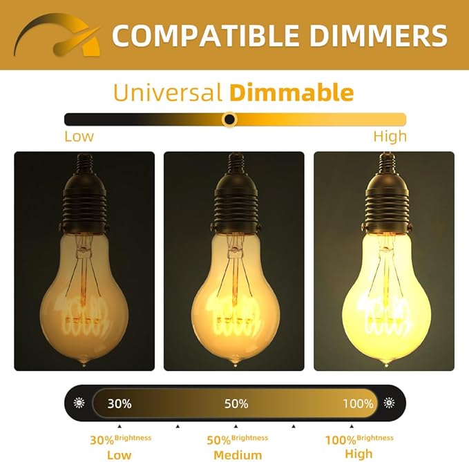 Jslinter Incandescent Light Bulbs 60 Watt Dimmable Bulbs 4 Pack, 2200K A19 Soft Light Bulbs Warm Light, 110v E26 Eecorative Light Bulb, Vintage 230LM Edison Bulb for Bedrooms, Living Rooms