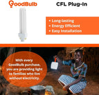 GoodBulb 13 Watt CFL Light Bulbs | 4 Pin G24Q-1 Base 3000K Warm White | 13W High Output 900 Lumens | Double Tube Compact Fluorescent Light Bulbs Plug-in | 10 Pack