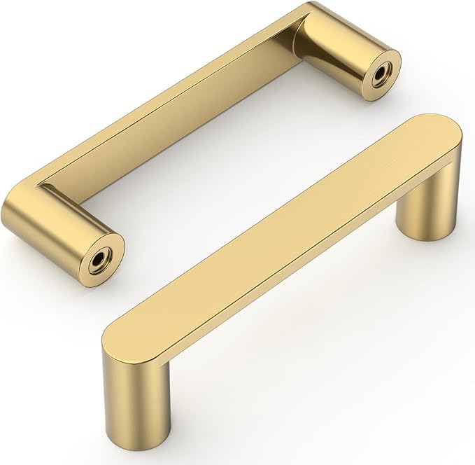 Amerdeco 10 Pack ZH0005BRG Champagne Bronze 3.75 Inch(96mm) Hole Centers Kitchen Cabinet Pulls Hardware Modern Kitchen Handles for Cabinets Cupboard Handles Drawer Pulls