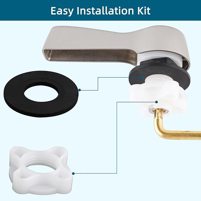 Hygie Rinse 2PCS Metal Toilet Handle Lever Flush Replacement, Universal Front Mount Toilet Handle with Stainless Steel Flapper Chains, Toilet Repair Kit, Brushed Nickel