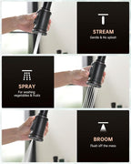 Touchless Oil Rubbed Bronze Kitchen Faucet with Soap Dispenser, DAYONE Single Handle Faucets for Kitchen Smart Motion Sensor Activated Hands-Free Pull Down, Robinet de Cuisine sans Contact