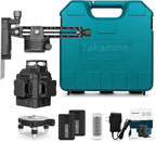 Takamine 12 lines 3D Self-Leveling laser level Pro,3x360 Green Cross Line with Burst flash mode and brightness adjustment, Remote Controller, Magnetic Rotating Stand Included