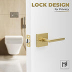 Mega Handles Prime Privacy Lever Door Handle for Hallway, Closet and Bathroom, Keyless Design Door Levers, Fits All Standard Door Sizes, Covered Screws Included - Satin Brass (1 Pack), 4.29"