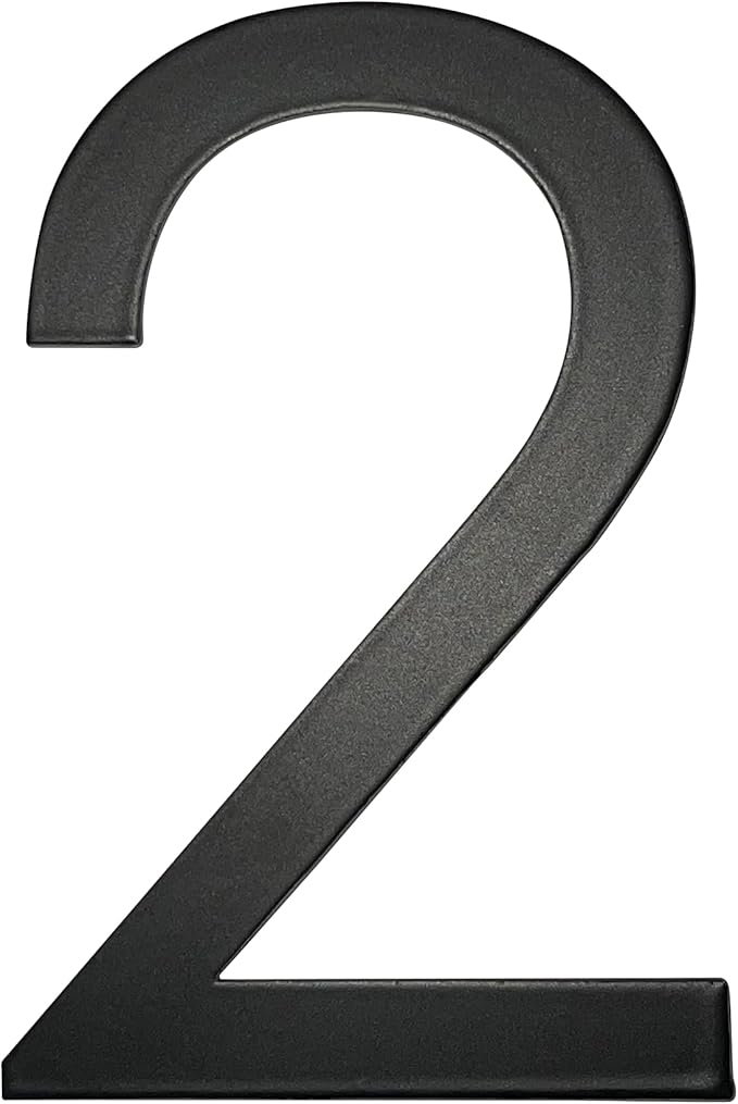 Adoorn 4 Inch Mailbox Numbers - Number 2, Black Color, Each Sold Individually, Premium Metal Self Stick Address Numbers, Weatherproof Mailbox Numbers for Outside