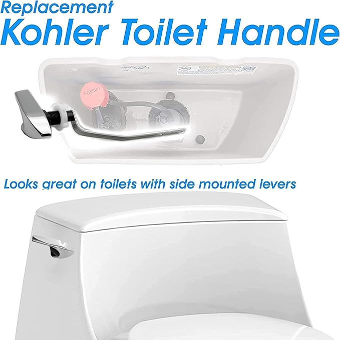 Universal Side Mount Toilet Handle Fit for Kohler 87115-CP, Left Toilet Flusher Replacement Kit Compatible with Kohler/TOTO Toilet Tank, Polish Chrome, 1-Pack
