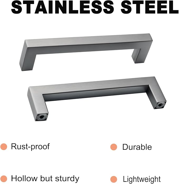 20 Pack Kitchen Cabinet Handles 5 Inch Hole Center Ancient Grey Square Cabinet Pulls Grey Drawer Handles Modern Cupboard Handles Stainless Steel Kitchen Cabinet Hardware