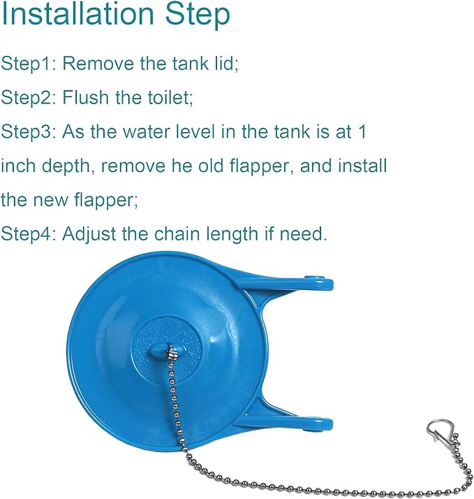 3 Inch Toilet Flapper Replacement Compatible with Gerber 99-788, Easy to Install with 2 Toilet Handle & Stainless Chain, Long Lasting Rubber Toliet Flapper, Blue(2PCS)