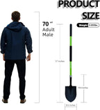 Shovel for Digging, Heavy Duty Gardening Shovel 57 Inch Straight Handle Round Blade with Non-Slip Tail Cover, Lawn and Yard Tools, Fiberglass Handle(Green)