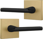 Mega Handles Prime Dummy Lever, Door Handle for Closet or French Doors, Single Side Door Levers, Fits All Standard Door Sizes, Covered Screws Included - Satin Brass/Matte Black (2 Pack) 5"