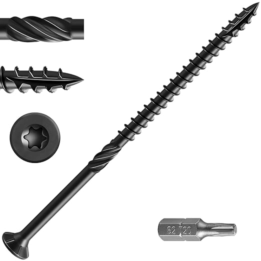 #10 * 5" Black Deck Screws, (190pcs) 5 lbs.Exterior Wood Screws, Rust Resistant Epoxy Coated, Bronze, T20 Star Bit