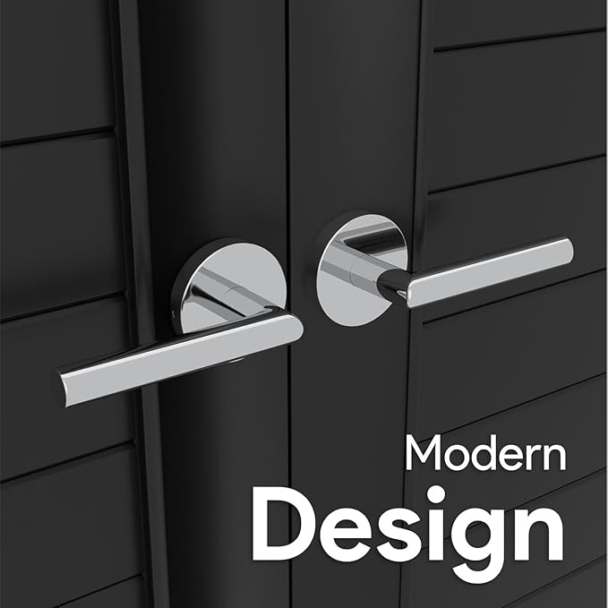 Mega Handles Ronn Dummy Door Handles - 6 Pack Heavy Duty Chrome Door Handles, Non-Turning Door Handle for Closet & French Doors, Single Side, Fits All Standard Doors - Polished Chrome