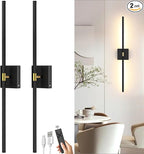 iThird Battery Operated Wall Sconce Set of 2: Rechargeable Wall Lights Wireless Sconces with Touch and Remote, 360° Rotate Magnetic Wall Scone Lighting Decor for Bedroom Living Room Hallway, 31.7Inch