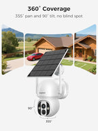 Solar Wireless Security Camera System, Home Security Camera System Outdoor, No Subscription, Solar Powered, 2.4G & 5G WiFi 4 Cam Kit, 4MP Color Night Vision, 360° Pan & Tilt, Two-Way Talk, IP66