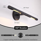 Hardwired Black Brass 30" Knurled Picture Light, Dimmable Rotatable 360°Picture Light for Wall, Vanity Light, Gallery Wall Light,Wall Sconce Lighting,Picture Frame Light,Include Bulb