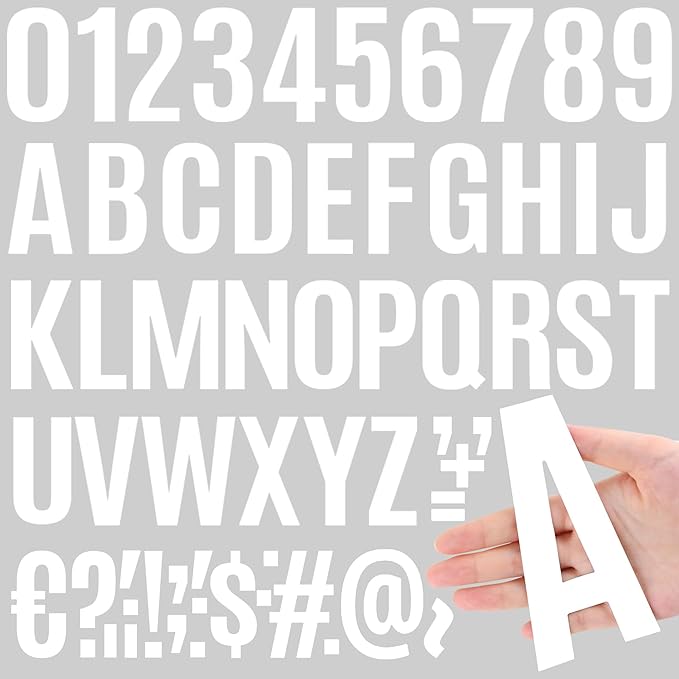 420 PCS 42 Sheets Letter Stickers Big Font Mailbox Numbers and Letters Self Adhesive Vinyl Waterproof Alphabet Number Stickers for Mailbox House Address, Cars, Poster, Business Decor (5 Inch,White)