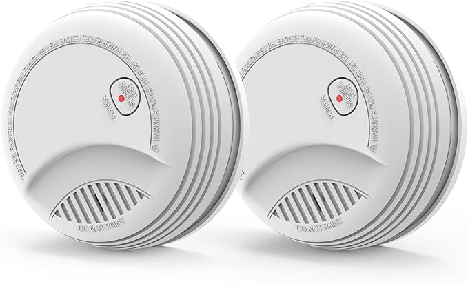 Fire Alarms Smoke Detectors, Photoelectric Sensor Smoke Alarm Battery Operated, Fire Alarm with Test Button & Low Battery Signal, LED Warning Light 85 dB Alarm Sound for Bedroom and Home, 2 Pack