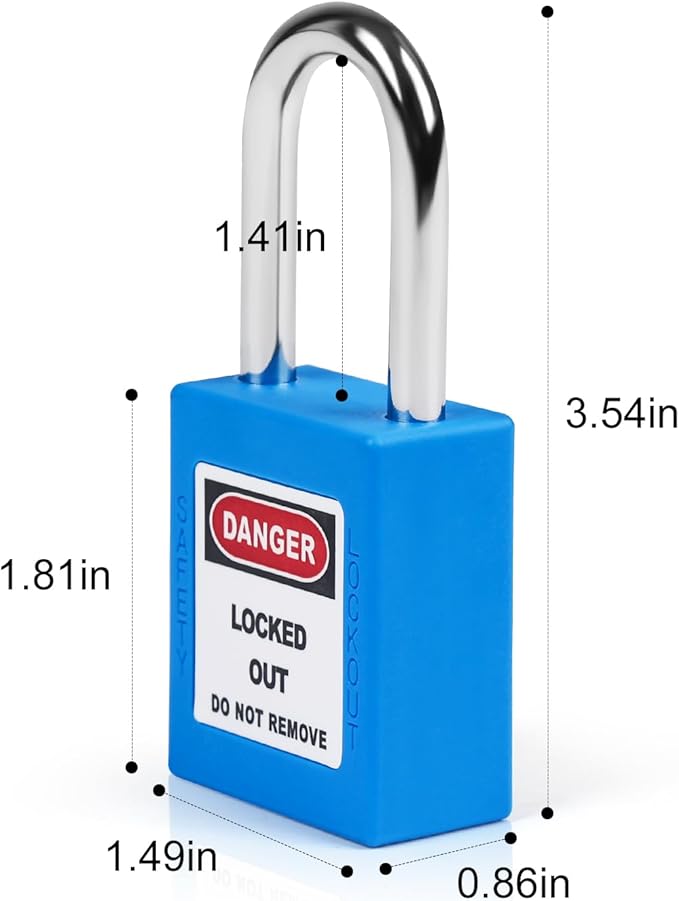 5pcs Blue Loto Locks Set - Keyed Different, 2 Keys Per Lock, OSHA Compliant Safety Padlocks for Electrical Lockout Tag Out Kits