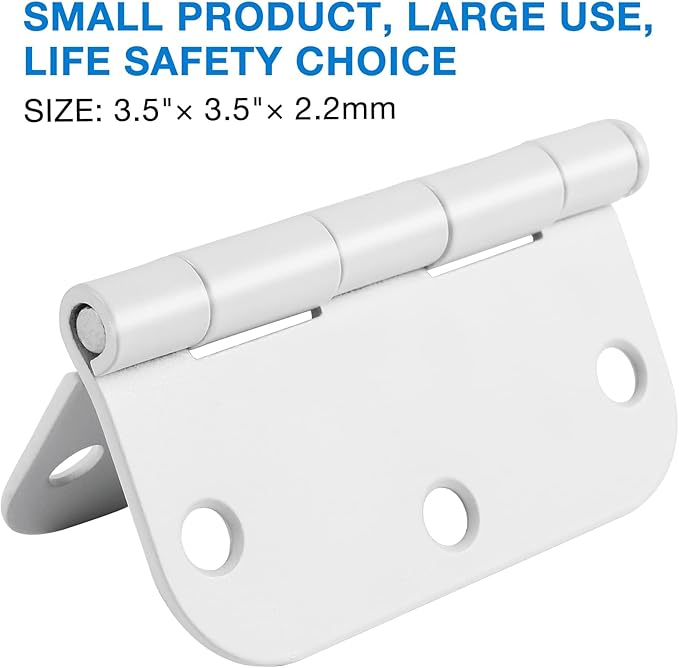 12 Pack Interior 3.5" Door Hinges for Doors 3 1/2 Inch White Matte Rounded 5/8" Noise Free Flat Residential Standard Hinge for Study Spare/Play/Lounge/Bed Room,Walk-in Closet,DIY Table,Celler,Balcony