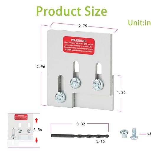 Generator Interlock Kit Compatible with Square D QO or Homeline 150 or 200 amp Panels, 1 3/8 Inches Spacing Between Main and Generator Breaker, SD200A Professional and Safe Interlock Kit