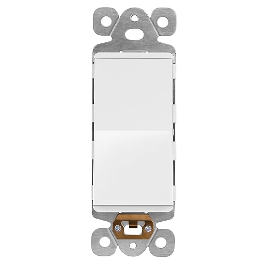LIDER White Minimalist Decorator Switch, Frameless Light Switch, On/Off Rocker, Single Pole, Residential Grade, 3 Wire,15A 120-277VAC