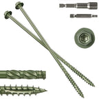 #14 x 10 Wood Structural Screws 50 Pack Hex Head Lag Screws, Rust Resistant Timber Screws for Timber/Log/Landscaping Wood (Green)