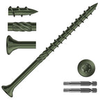 #10 x 3 Inch Deck Screws (135Pcs) 2lb. Carbon Steel, Green, Flat Head, Rust Resistant epoxy Coated, with T25 Star Bit