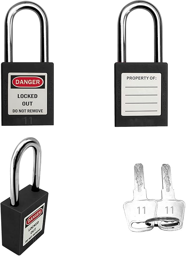 SAFBY Lockout Tagout Locks, Safety Padlock, Keyed Differently Loto Safety Padlocks for Lock Out Tag Out Kits Station (Black 11-20)