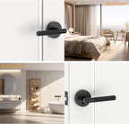 Amerdeco 5 Pack Matte Black Door Handles Interior, Knurled Privacy Door Handles with Lock, Heavy Duty Black Door Lever for Bedroom or Bathroom, Reversible Keyless for Left Right Handed Doors AM0016