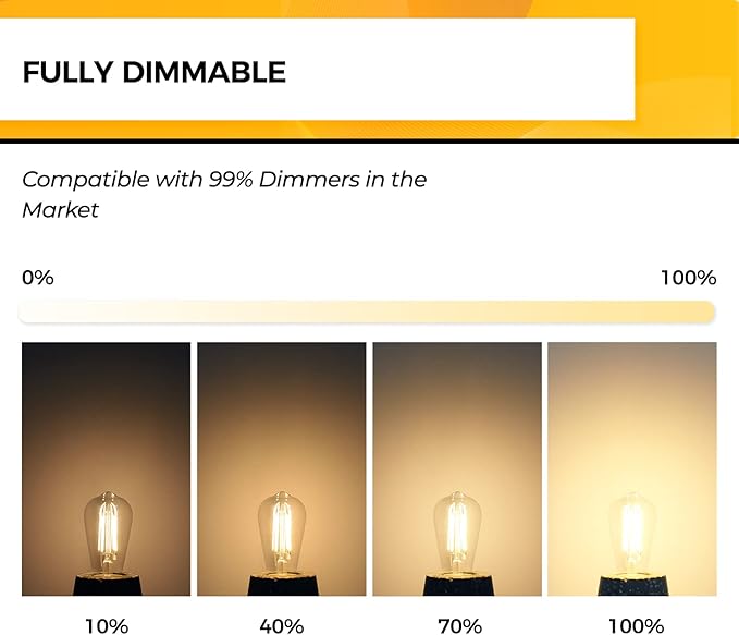 Hizashi Edison Bulb 60 Watt LED, 2700K Dimmable LED Light Bulbs E26 Base, ST19 Vintage Light Bulbs Soft Warm White, 95+CRI, UL Listed,700 Lumens 6W, Clear Glass, Pack of 3