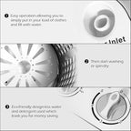 Waterjoy Portable Washing Machine, 13lbs Capacity Twin Tub Mini Washer and Dryer Combo for Apartments, Dorms, RVs, Grey and White