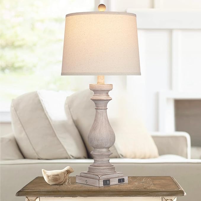 29" Tall Table Lamp for Living Room Set of 2,Vintage Bedside Nightstand Lamps with USB C+A Ports & AC Outlet,3-Way Dimmable Touch Control Desk Lamp for Bedroom,Color 2