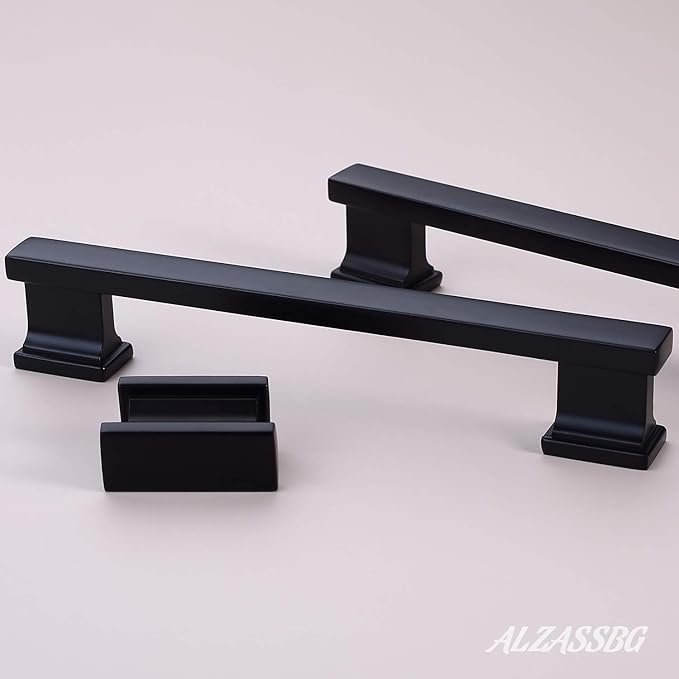 Alzassbg 10 Pack Matt Black Cabinet Pulls, 7 Inch(177.8mm) Hole Centers Kitchen Cabinet Handles for Cabinets and Drawers AL3061MB
