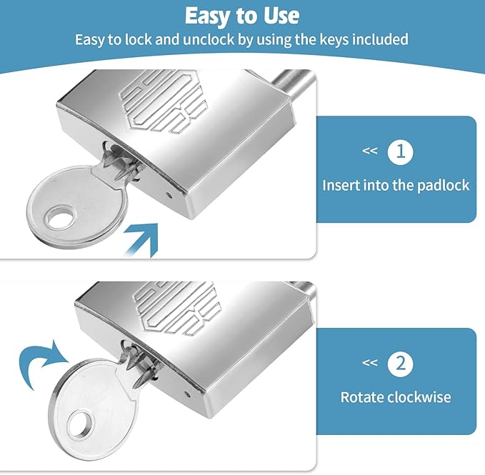 HOX Marine-Grade Rustproof Padlock, Stainless Steel Shackle & Chrome-Plated Brass Body, Weatherproof Outdoor Lock, 2.5-Inch Long Shackle, 12-Pack