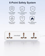 European Travel Plug Adapter Kit with USB Ports, Universal Extension Cord 5 FT, USA to European, UK Plug Adapter for Travel & Life, Accepts Type A/B/C/D/E/F/G/H/I/J/K/L/N/O Plugs, White