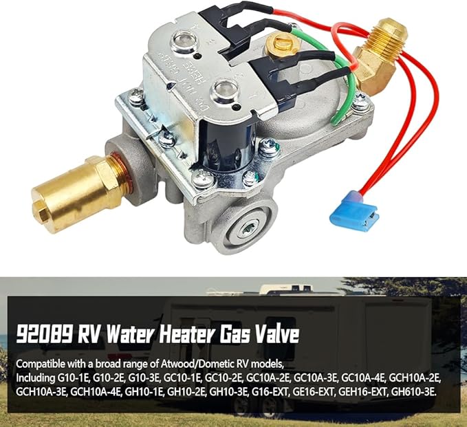 GC10A-4E RV Water Heater Gas Valve 92089 - Replacement for Atwood G10-1E, G10-3E, GC10-1E, GC10A-2E, GCH10A-3E, GC10A-3E Water Heaters, Fits Models 93844, 93870, 93321, 92078