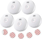 Smoke Detector 10 Year Battery, Smoke Fire Alarm with Photoelectric Sensor, Easy to Install with Magnetic Mount, Smoke Detectors with Silence Button & LED Lights for Home, 5 Pack