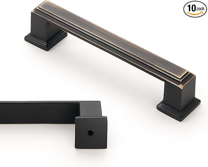 10 Pack 3.75 Inch(96mm) Hole Center Oil Rubbed Bronze Modern Cabinet Pulls Kitchen Cabinet Handles Kitchen Cabinet Hardware Timeless Drawer Pulls for Dresser Cupboard Wardrobe, ORB(3.75x10)