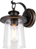 GRUENLICH Outdoor Wall Lantern, Wall Sconce as Porch Lighting Fixture, E26 Medium Base, Metal Housing Plus Clear Glass, Oil Rubbed Bronze Finish, Bulb Not Included, 1-Pack
