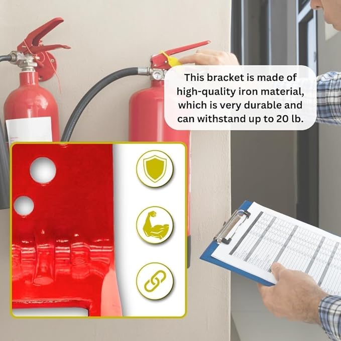 Fork Fire Extinguisher Mount, Wall Hook, Red, (4 Brackets)
