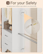 Closet System, 5-9FT Closet Organizer System with Wooden Drawers and Shoe Rack, Walk in Closet Organizers and Storage with 5 Adjustable Hanging Rods & Movable Shelves, Heavy Duty Wall Mount