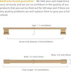 Asidrama 6 Pack 9 Inch(228mm) Hole Centers Champagne Bronze Kitchen Cabinet Handles, Brushed Brass Cabinet Pulls Kitchen Cabinet Hardware for Cupboard Gold Drawer Pulls