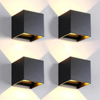 4 Pack LED Outdoor Wall Lights Exterior/Interior 3 Colors Adjustable 15W Wall Light Fixture IP65 Waterproof Porch Exterior Wall Sconce Modern Outdoor Lighting Square Aluminum Black Up and Down Lights