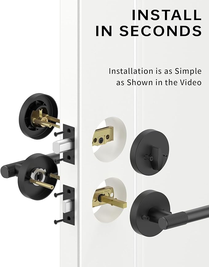 Asidrama Premium Black Zinc-Alloy Front Door Lock Set: Double Cylinder Deadbolt, Heavy Duty Security Handleset for Left/Right Exterior Doors, Universal Entry Locks (2 Pack)